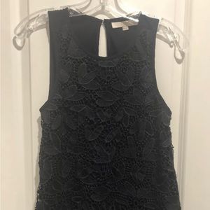 Ann Taylor Loft Pullover Eyelet Navy Blue Sleeveless Blouse XSP